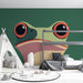 Papier peint grenouille colorée avec illustration graphique pour chambre d'enfant moderne.