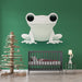 Papier peint grenouille blanche stylisée sur fond vert pour chambre d'enfant moderne