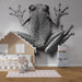 Papier peint grenouille stylisée en noir et blanc pour chambre d'enfant moderne