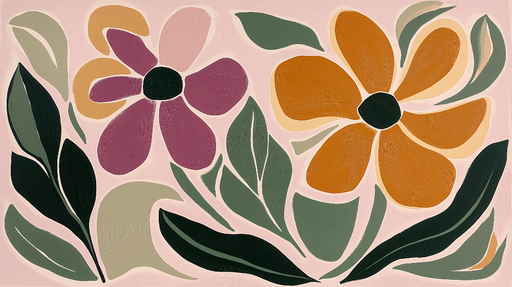 Papier peint grosses fleurs Peinture pastel