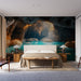 Papier peint grotte aquatique avec stalactites scintillantes pour chambre moderne.
