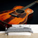 Papier peint design guitare acoustique en bois avec finitions élégantes pour salon moderne