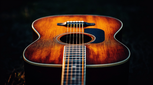Papier peint guitare acoustique vintage Élégante guitare en bois avec détails raffinés