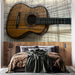 Papier peint design avec guitare en bois dans un style graphique pour chambre moderne