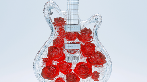 Papier peint guitare florale Guitare en forme de rose avec détails en verre