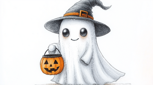 Papier peint Halloween Fantôme mignon avec seau d'Halloween