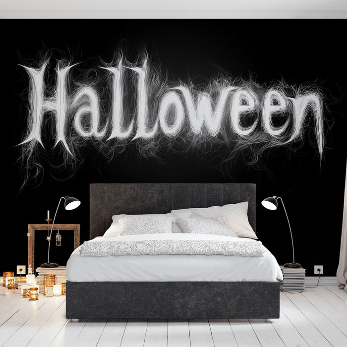 Papier peint Halloween | Motif Fantomatique en Blanc