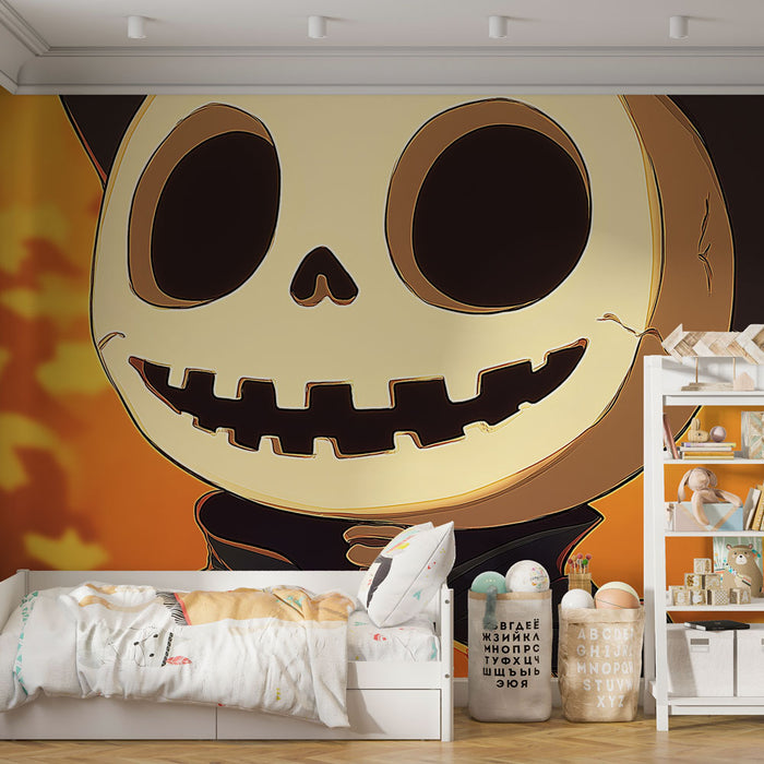 Papier peint Halloween | Personnage de squelette avec citrouille