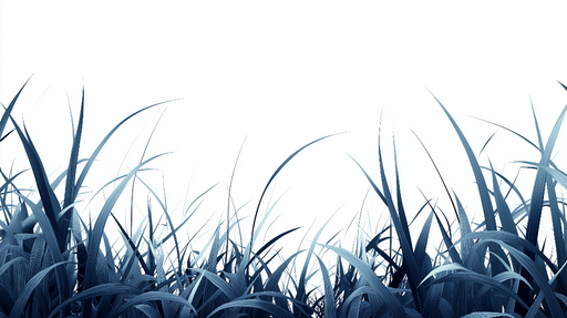 Papier peint herbes bleues Fines herbes stylisées sur fond blanc