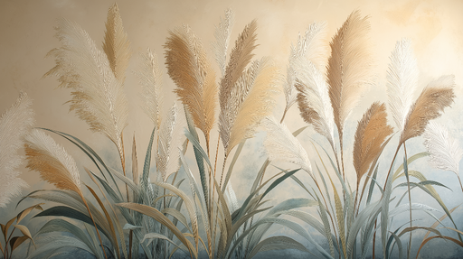 Papier peint herbes des savanes Éléments botaniques stylisés dans des tons neutres