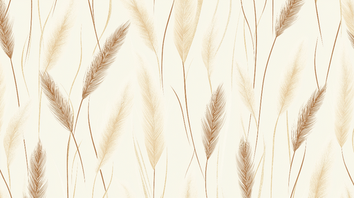 Papier peint herbes dorées Motifs délicats de feuilles et tiges en tons beige et or