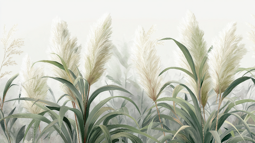 Papier peint herbes Éléments floraux doux en ton pastel