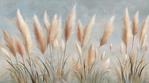 Papier peint herbes folles Éléments de pampas délicats sur fond doux