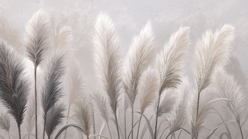 Papier peint herbes pampas Élégantes plumes d'herbes dans des tons doux