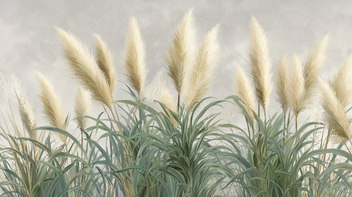 Papier peint herbes pampas Éléments naturels dans des tons doux