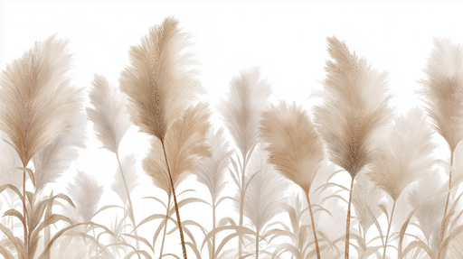 Papier peint herbes sèches Motif délicat de plumes végétales dans des tons neutres