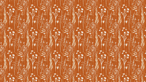 Papier peint herbier Motif floral sur fond terracotta