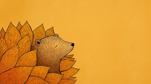Papier peint hérisson Hérisson endormi entouré de feuilles chaleureuses