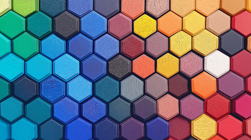 Papier peint hexagones colorés avec motif éclatant multicolore pour décoration murale moderne