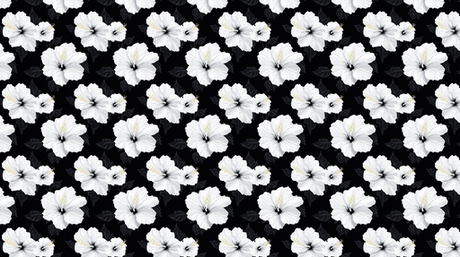 Papier peint hibiscus Élégantes fleurs blanches sur fond noir