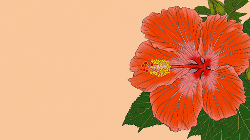 Papier peint hibiscus Fleurs d'hibiscus orange s sur fond doux