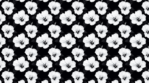 Papier peint hibiscus noir et blanc Motif floral élégant sur fond sombre