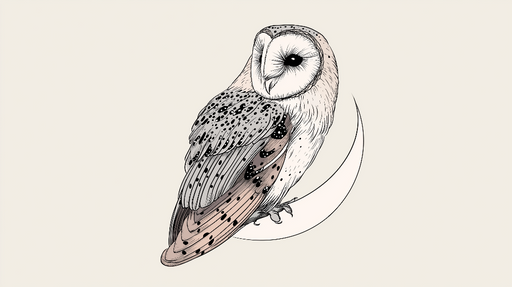 Papier peint hibou Illustration délicate d'un hibou posé sur un croissant de lune
