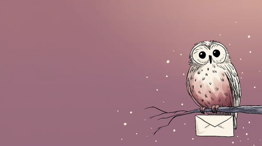 Papier peint hibou Un hibou mignon tenant une lettre sur une branche