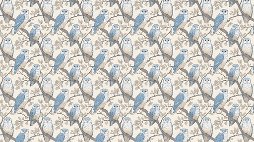 Papier peint hiboux Motif charmant de hiboux posés sur des branches avec des feuilles délicates