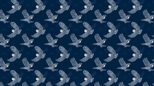 Papier peint hiboux Motif d'hiboux au vol sur fond bleu nuit