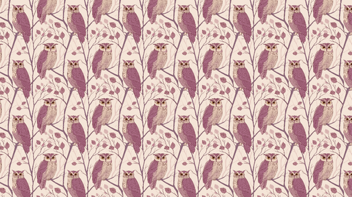 Papier peint hiboux Motif élégant d'hiboux sur des branches aux teintes douces