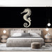 Papier peint design élégant avec hippocampe crème pour chambre moderne