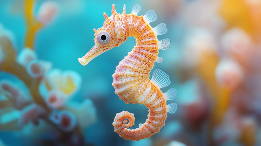 Papier peint hippocampe Hippocampe coloré dans un environnement marin apaisant