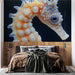 Papier peint hippocampe sculpté en verre avec détails délicats pour décoration murale élégante chambre adulte