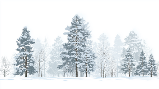 Papier peint hiver enneigé Paysage calme avec des arbres couverts de neige