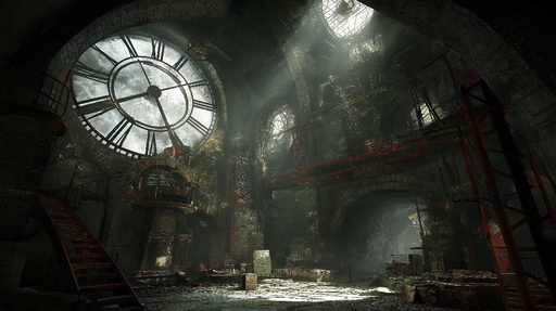 Papier peint horloge ancienne Atmosphère mystérieuse dans une pièce abandonnée