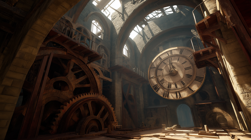 Papier peint horloge ancienne Décor mural d'une grande horloge au mécanisme complexe