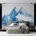 Papier peint mural artistique avec illustration d'icebergs majestueux aux nuances de bleu pour chambre moderne
