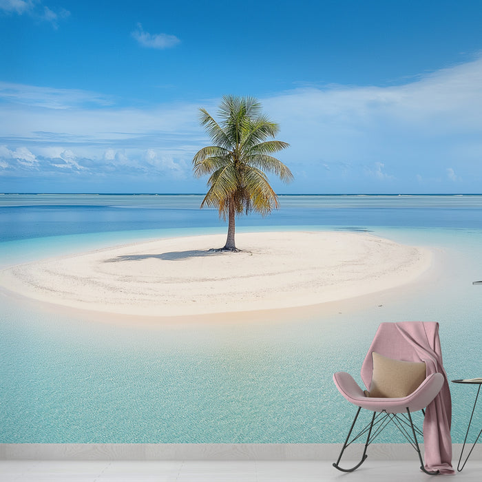 Papier peint île paradisiaque | Plage de sable blanc et mer turquoise