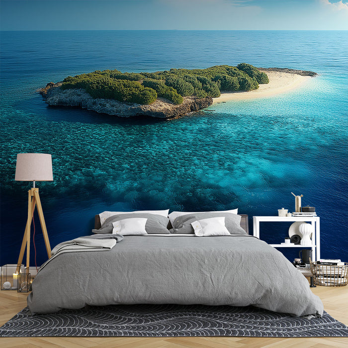Papier peint île tropicale | Plage de sable blanc et eaux turquoise