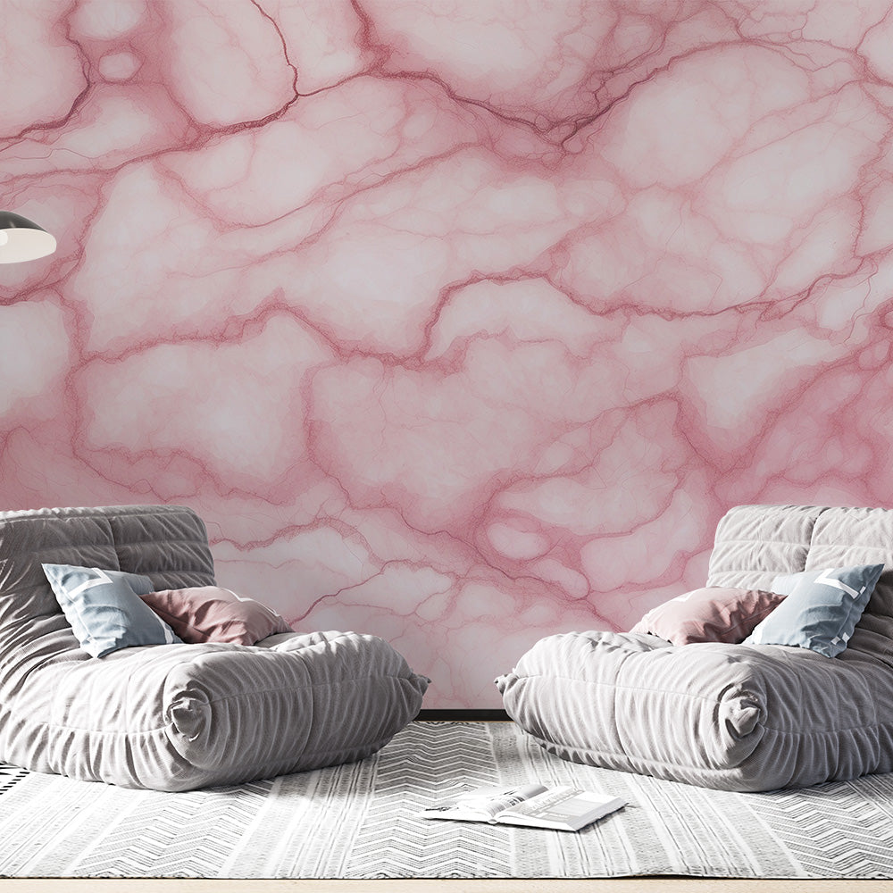 Papier peint effet marbre | Veinages roses vifs
