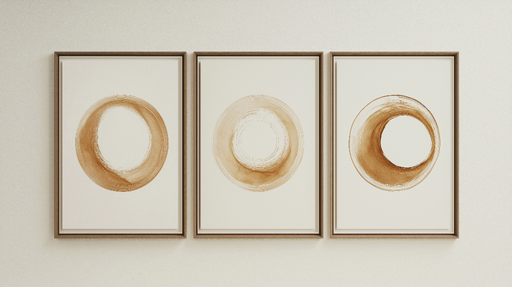 Papier peint imitation tableau Cercles abstraits en tons beiges et bruns