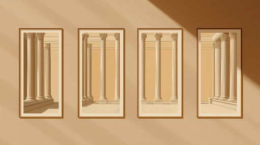 Papier peint imitation tableau Colonnes majestueuses dans une ambiance chaleureuse