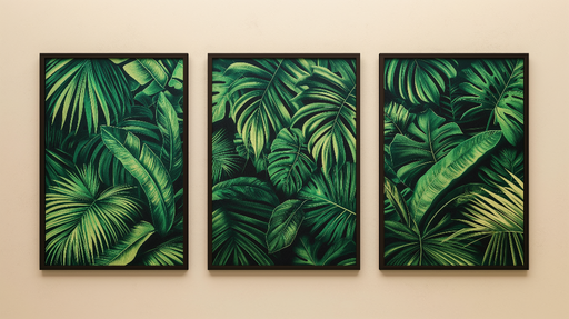 Papier peint imitation tableau Feuillage luxuriant et tropical