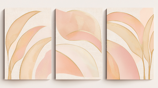 Papier peint imitation tableau Feuilles aux teintes douces et dorées