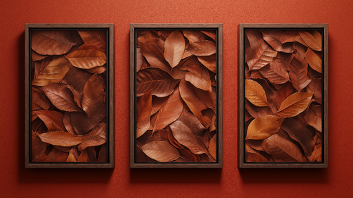 Papier peint imitation tableau Feuilles brunes et rouges en composition élégante