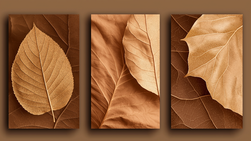 Papier peint imitation tableau Feuilles élégantes dans des tons chauds