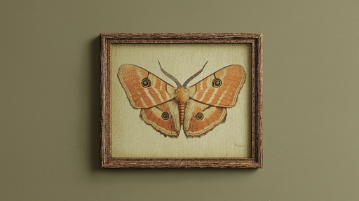 Papier peint imitation tableau Illustration vintage de papillon aux ailes orange et motifs distinctifs