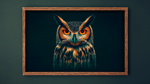 Papier peint imitation tableau Illustrations vibrantes d'un hibou majestueux