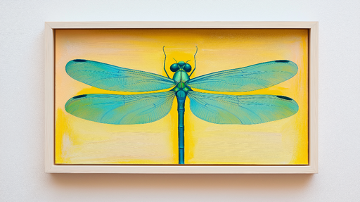 Papier peint imitation tableau Motif de libellule stylisé aux couleurs vives